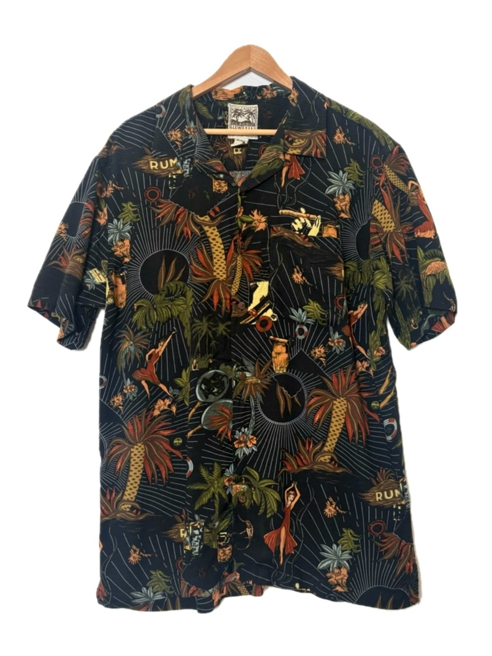 Steve & Barry's Classic Hawaiian Mens Short Sleeve Button Down Shirt Size Large